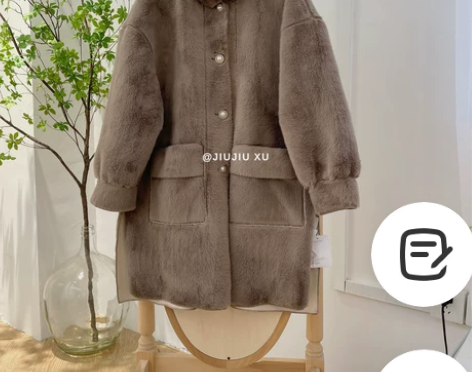 @林33 原D  仿貂绒不掉毛！拼钻长外套...