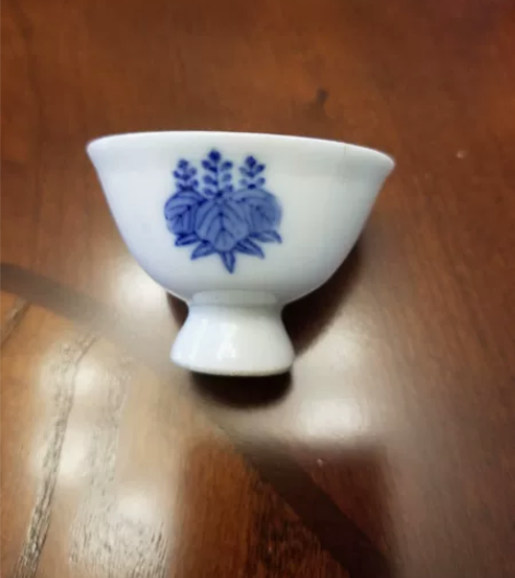 古董青花杯，单人杯，日本回流，青花付染，釉...