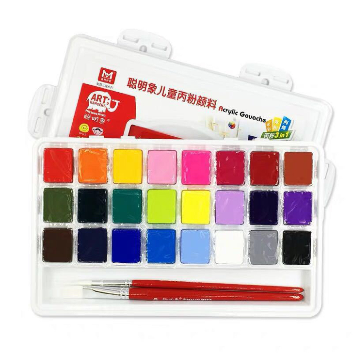 儿童丙粉颜料 聪明象果冻水粉画颜料套装24...