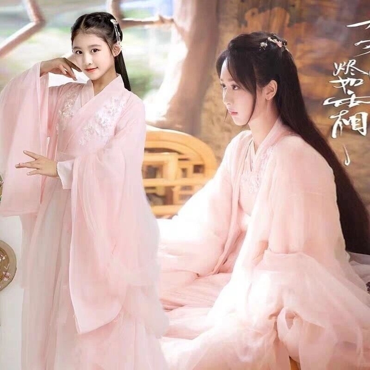 亲子装汉服女古装超仙夏装杨紫锦觅同款仙女裙...