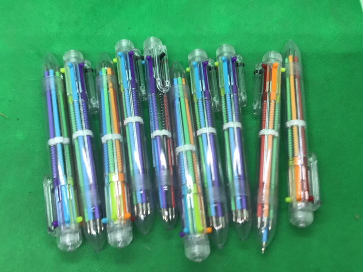 6色圆珠笔彩色笔芯 可爱6色合1按动多色笔...