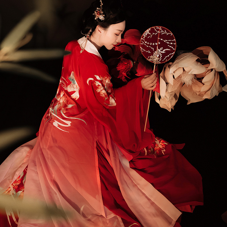 红妆迎月 墨子研 汉服女齐腰襦裙广袖大袖衫...