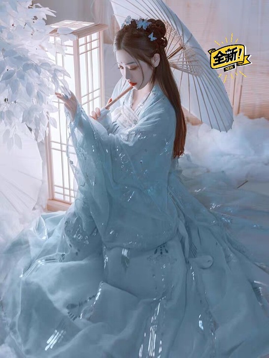 艺缕仙鹤汉服襦裙，蓝云鹤上衣＋襦裙6米s码...