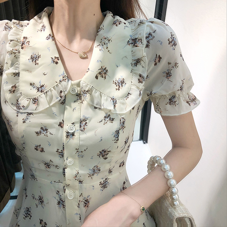 裙子仙女超仙森系网红小个子收腰复古中长款智...