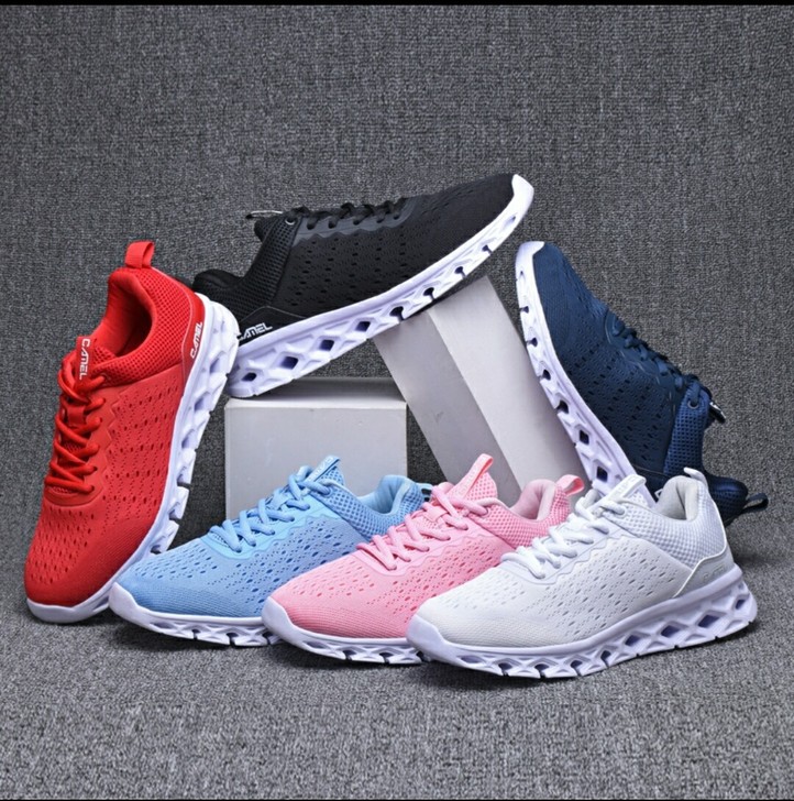 骆驼男女式网布缓震系带跑步鞋，35码到45...