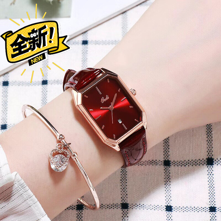 【复古真皮】歌迪正品时尚气质方形带日历女款...