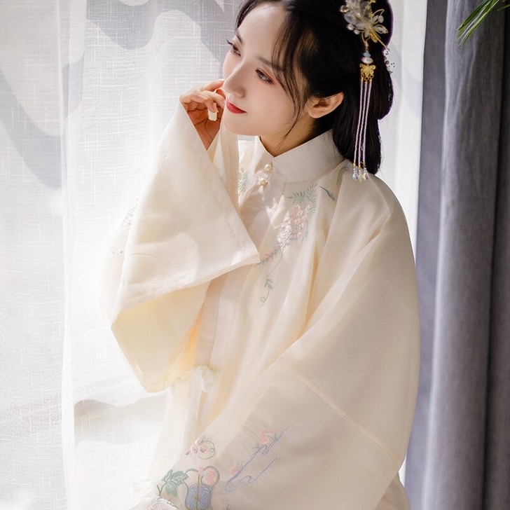 流烟昔泠 轻云蕊 传统原创汉服立领纱衫 立...