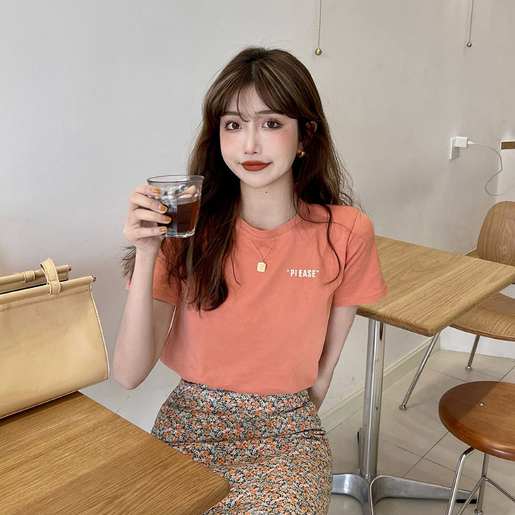 小众设计感可盐可甜正肩T恤女显瘦短袖202...