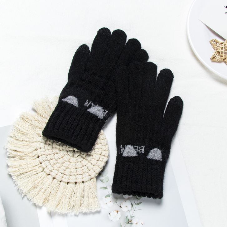 【潮饰大赏价】五指针织手套冬天女可爱加绒韩...