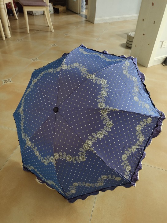 晴雨两用黑胶太阳伞 流行元素：小清新 伞面...