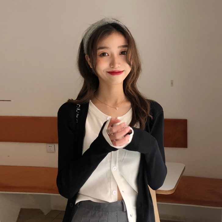 针织衫秋季新款假两件女上衣盐系炸街外套温柔...