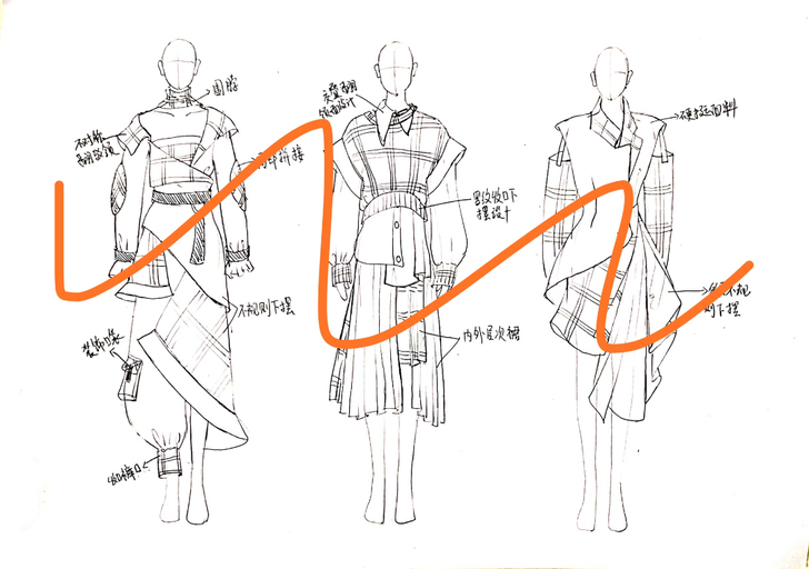 服装设计草图设计线稿款式图