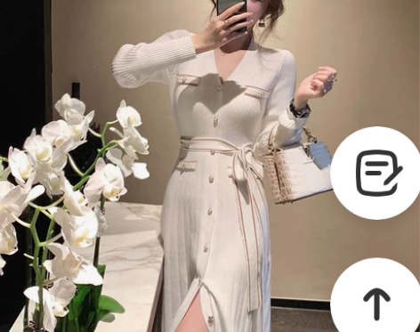 春秋三季小香风法式裙针织白色连衣裙长款女 ...