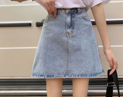 夏季韩版ins复古简约百搭高腰牛仔短裙女学...