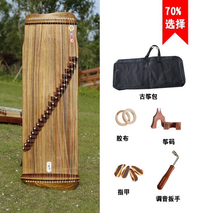 超薄迷你小古筝21弦半筝98cm梧桐木初学...