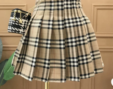 格子百褶裙女2020春秋新款ins网红韩版...