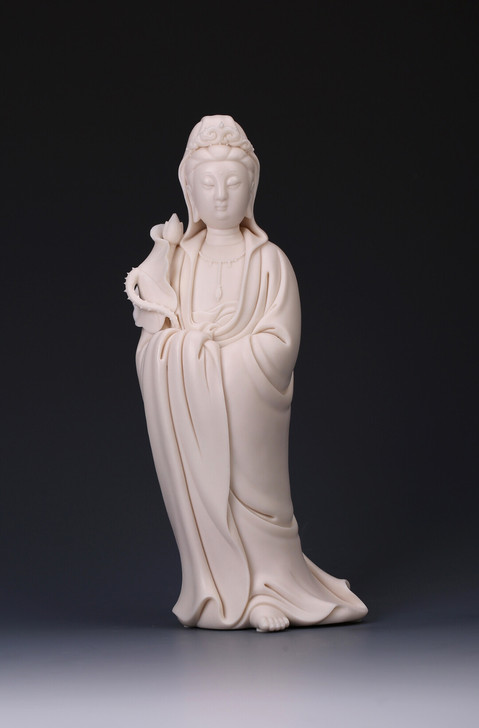 当代德化窑中国白孩儿红苏清河10英寸提莲观...