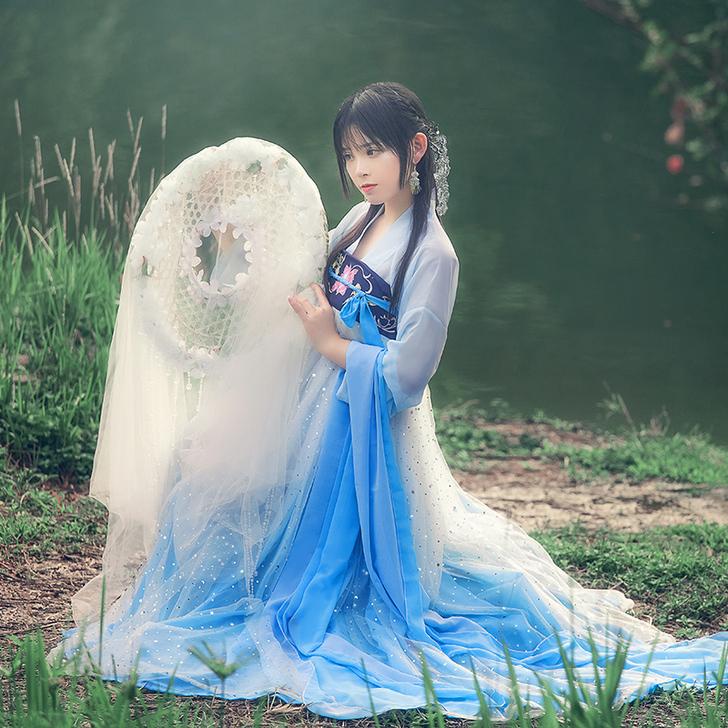 千韵岗原创汉服 星空系列 辰莲鱼梦 两片式...