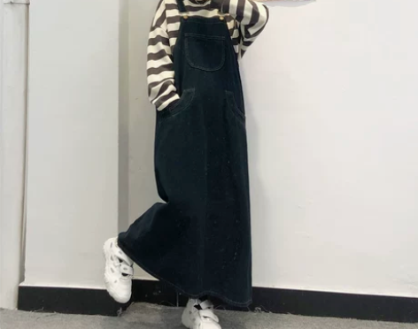 背带裙 吊带背带裙啊啦柏牛仔女夏季复古学院...