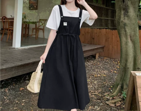 背带裙 背带长裙子连衣裙两件套装少女夏装2...