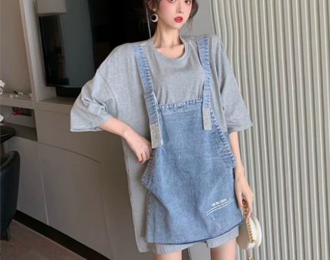 2019夏装新款韩版学生设计感时尚宽松牛仔...