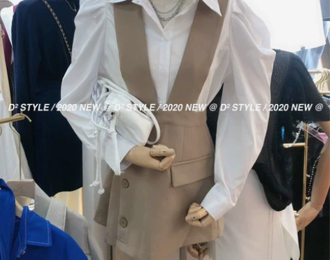 背带裙卡其色s码全新无衬衫 腰围64cm无...