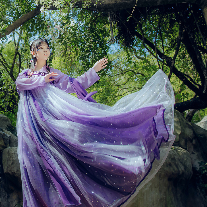 辰莲鱼梦汉服女中国风仙气飘逸古风学生齐腰原...