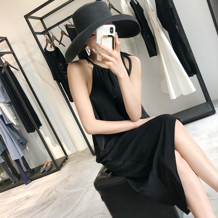 ins超火连衣裙夏季2018新款雪纺冷淡风...