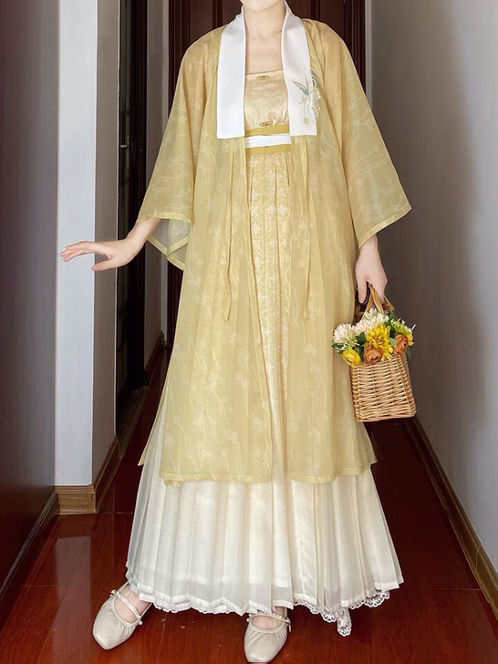 墨子研汉服女【清夏】明制合领衫半袖长衫日常...