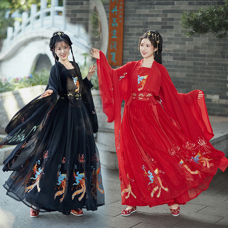 锦绣阁原创汉服【朱雀】齐腰对襟襦裙大袖衫六...