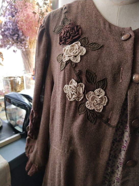 【出】借水无花音Vintage立体花连衣裙...