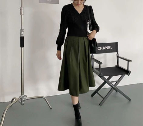 复古半身裙中长款秋冬女装 高腰小个子a字裙...