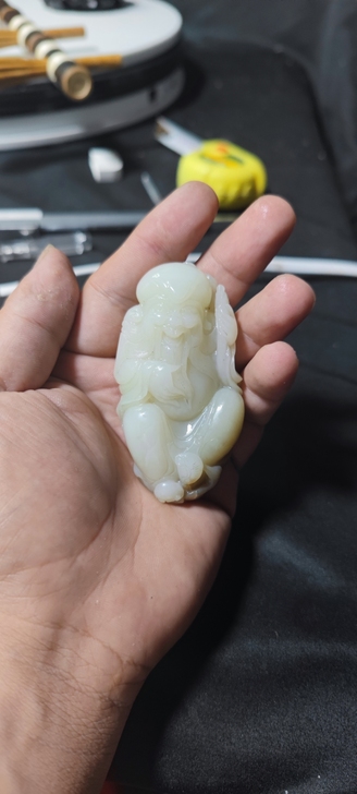 和田玉带点糖玉雕寿星 全品 细节看图