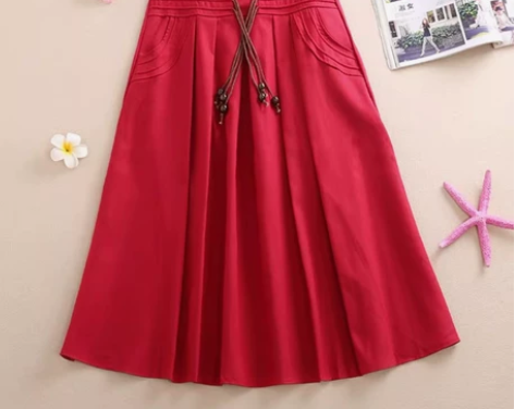 民族风大摆裙，棉麻质地，腰围平铺33厘米，...