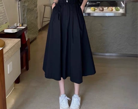 新款高腰显瘦女裙设计感小众中长款A字半身裙...