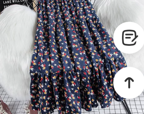 灯芯绒碎花半身裙女中长A字裙秋冬文艺范复古...