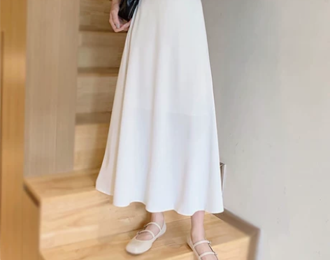 白色裙子半身长裙女夏2021新款高腰气质纯...