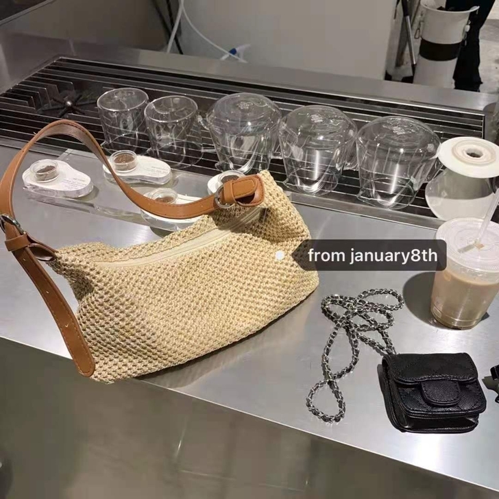 编织拼接棕色 百搭腋下包 单肩包0.2KG