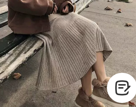 秋冬韩版女装百褶大摆裙高腰针织半身裙a字裙...