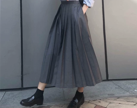 百褶大摆裙a字伞裙长裙20秋冬高腰高温压褶...