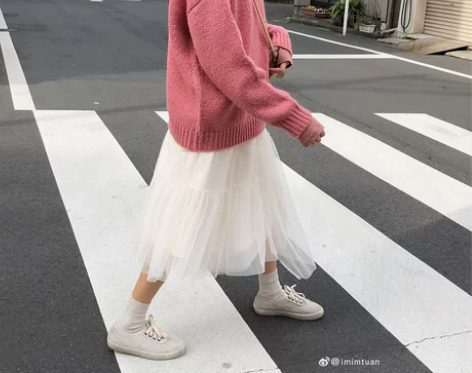 陆小团团 甜美少女网纱公主裙高腰A字不对称蓬蓬裙 无瑕疵 穿...