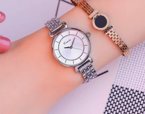 金米欧手表女学生钢带手表潮流女士腕表简约石...