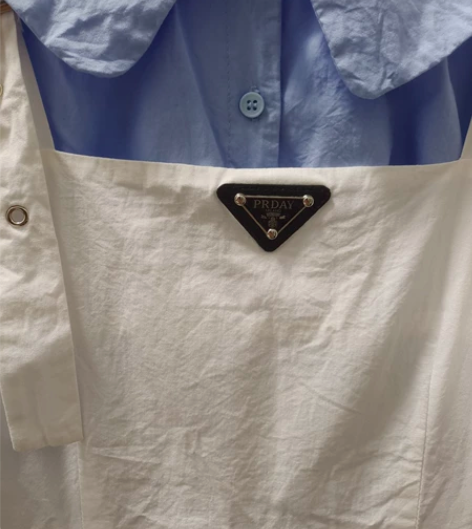 Prada普拉达同款尼龙连衣设计感连衣裙吊...