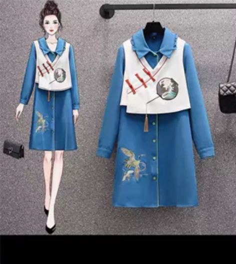 中国风古装汉元素女装宋制中秋改良汉服连衣裙...
