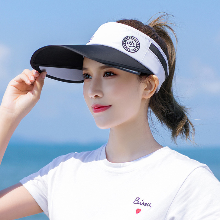网红大檐空顶帽韩版夏季沙滩太阳帽运动帽子女...