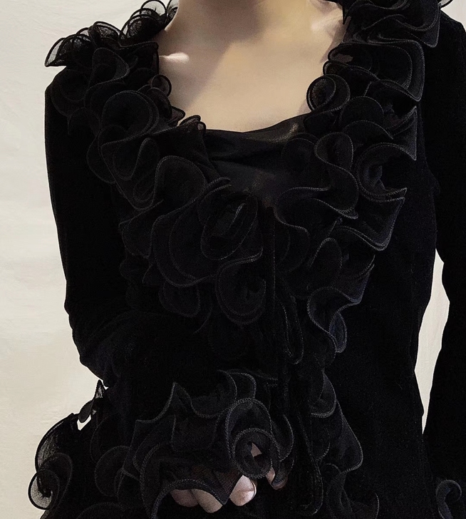 vintage暗黑古着水无花音木耳边玫瑰丝...