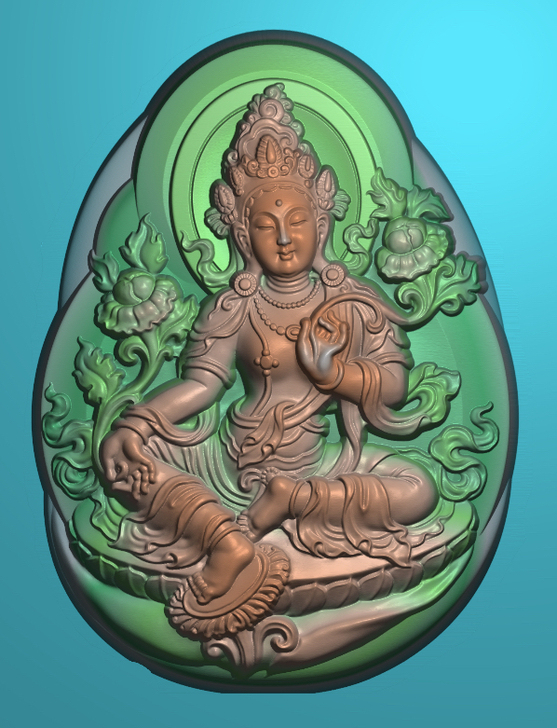 度母精雕图 观音藏传绿度母白度母  全身度...