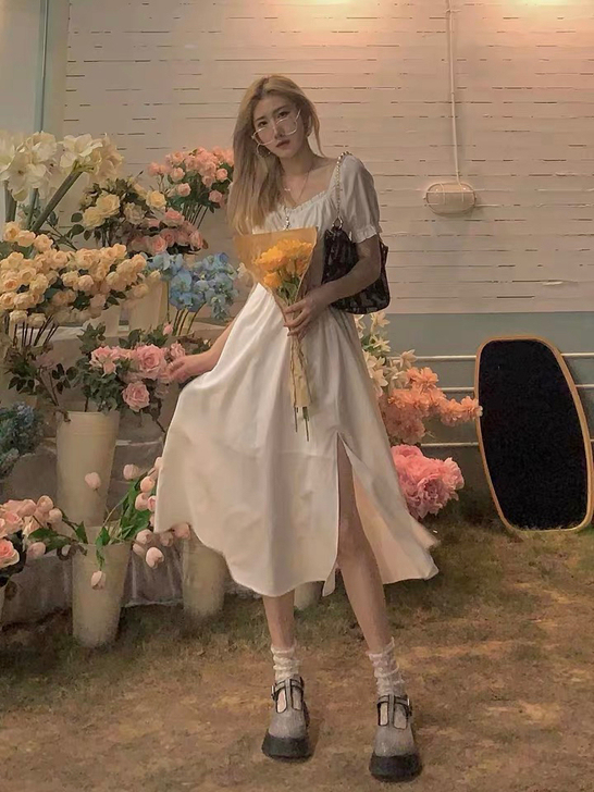 DREAM SEVEN77 短袖连衣裙夏白...