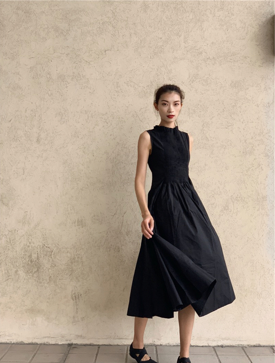 现货/山本风小众极简暗黑显瘦净色纯色压褶无...