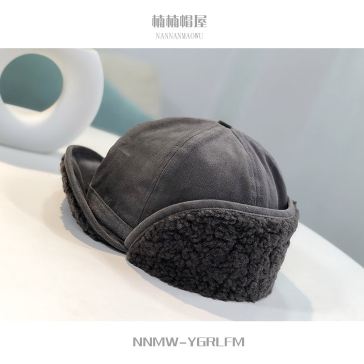 冬季羊羔绒雷锋帽情侣款户外保暖休闲护耳帽男...